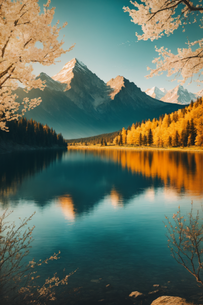 秋色迷人秋天高原湖泊风景摄影图 摄影